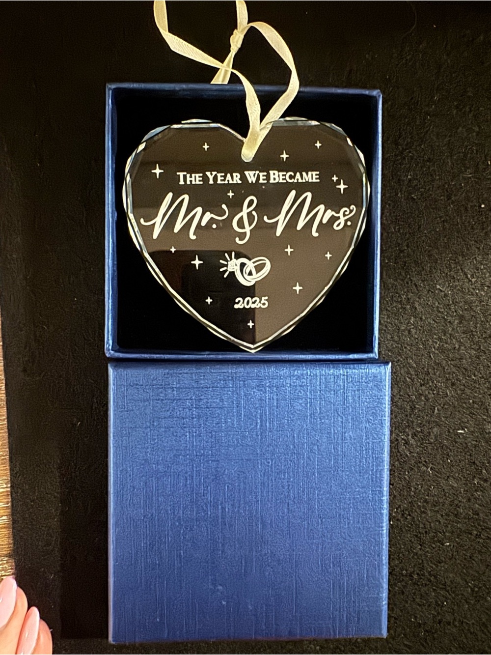 Glass Ornament. The year we became Mr. & Mrs. 2025.